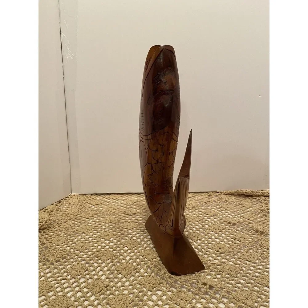 Vintage Hand Carved‎ Wooden Sculptured Fish 13